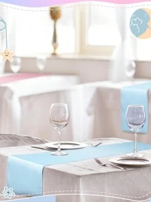 1/2pcs Pink Blue Table Runner, Satin Table Runner For Baby Shower Gender Reveal Baby Blue Pink Silk Satin Table Runner For New Year Valentines Day Wedding Banquet Birthday Party Baby Shower Family Decorations Gifts