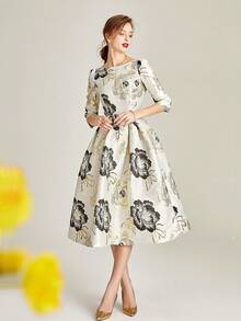 Women Heavy Industry Light Luxury Elegant Jacquard Party Dress Skirt Cocktail Semi Formal Prom Wedding Guest Dress, For Birthday, Graduation, Dinner, Homecoming