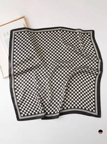 1 件新款格纹装饰跨境专业围巾适合春秋季时尚别致小丝巾颈巾头巾、发带、头带非常适合装扮您的外观 - 70cm棋盤格 - 查看 4