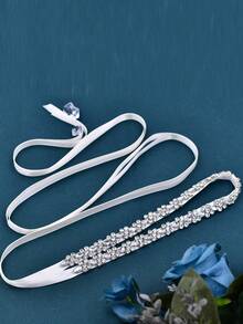 精致独特设计的女士腰带，闪亮玻璃水晶装饰腰饰，不对称装饰女士珠宝，时尚新娘腰链，适合派对/婚纱 - A - 查看 5