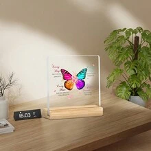 1pc, Christian Gifts For Women, Inspirational Gifts, Bible Excerpt Decorations, Birthday Gifts, Desktop Bedroom Ornaments, Prayer Acrylic With Wooden Holder, Spiritual Decorations, Gift For A Friend Or Family Member To Keep In Your Home Or Office. Birthday - Multicolor - View 5