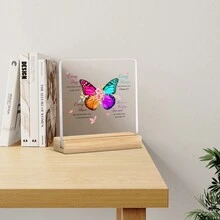 1pc, Christian Gifts For Women, Inspirational Gifts, Bible Excerpt Decorations, Birthday Gifts, Desktop Bedroom Ornaments, Prayer Acrylic With Wooden Holder, Spiritual Decorations, Gift For A Friend Or Family Member To Keep In Your Home Or Office. Birthday - Multicolor - View 4