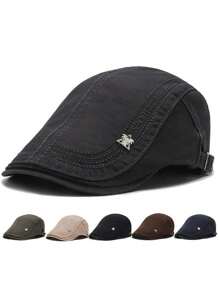 Men's Advance Logo Casual Newsboy Hat, Fashion Unisex Breathable Beret Cap, Autumn/Winter - A - View 10
