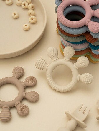 1pc Silicone Teethers Ring For Babies Toddler, Soft Infants Chew Teething Toys Pain Relief