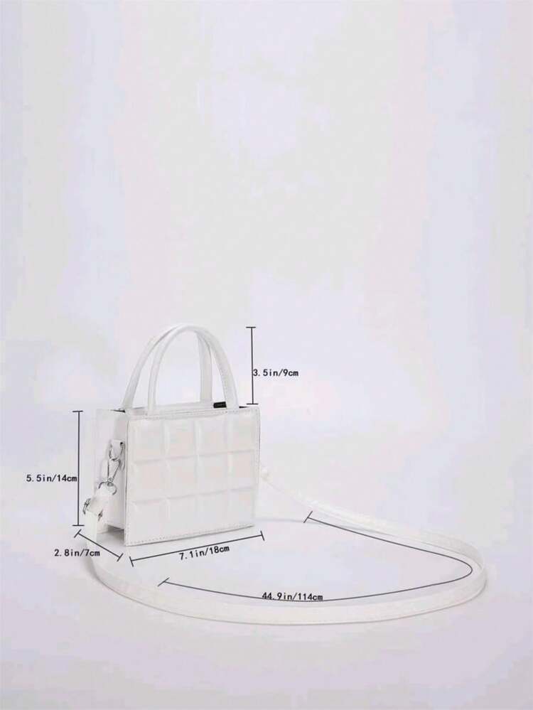Mini Fashionable Handheld Square Bag, New Solid Color Checkered
