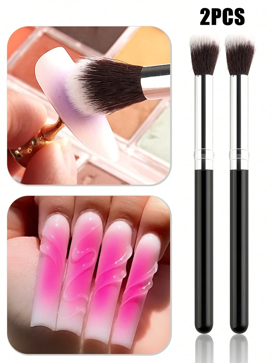 2支装美甲晕染笔，美甲渐变腮红笔，美甲DIY美甲工具 - 彩色 - 查看 1
