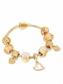 1pc Multifunctional Fashion Valentine's Day Heart Beaded Bracelet, Floral Design, Suitable For Women's Daily And Date Wear Valentines,Mom,Mother,Mother's Day,Gift