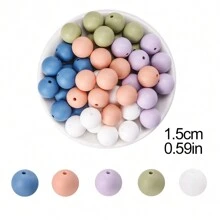 50 件霓虹硅胶珠子套件 - 12/15 毫米鲜艳圆珠混合套装，DIY 珠宝制作工艺配件，时尚装饰珠子，适用于笔饰、手链、项链、钥匙扣和多用途创意礼物 - 彩色 - 查看 11