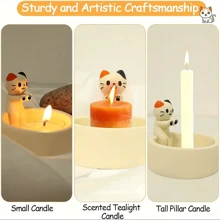 1 pieza Soporte de vela con diseño de gato de dibujos animados colorido, lámpara de fragancia con forma de pata de gato hecha a mano, decoración del hogar encantadora como regalo para amantes de los gatos