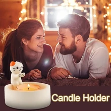 1 pieza Soporte de vela con diseño de gato de dibujos animados colorido, lámpara de fragancia con forma de pata de gato hecha a mano, decoración del hogar encantadora como regalo para amantes de los gatos