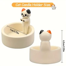 1 pieza Soporte de vela con diseño de gato de dibujos animados colorido, lámpara de fragancia con forma de pata de gato hecha a mano, decoración del hogar encantadora como regalo para amantes de los gatos