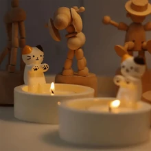 1 pieza Soporte de vela con diseño de gato de dibujos animados colorido, lámpara de fragancia con forma de pata de gato hecha a mano, decoración del hogar encantadora como regalo para amantes de los gatos