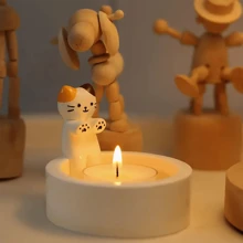 1 pieza Soporte de vela con diseño de gato de dibujos animados colorido, lámpara de fragancia con forma de pata de gato hecha a mano, decoración del hogar encantadora como regalo para amantes de los gatos