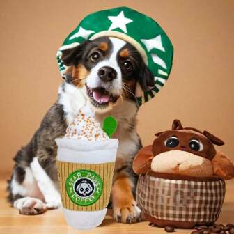 Plush Coffee Cup Dog Toy Pup'kin Spice Latte - Fall Funny Parody Plush Squeaky Holiday Toys For Medium, Small And Large - Cute Gifts For Dog Birthday - Cool Stuffed For All Breed Sizes