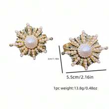 10pcs Christmas Snowflake Napkin Rings, Pearl Inlaid Napkin Holders, For Hotel, Wedding, Outdoor Dining Decoration,Home Decor,Christmas Decor,Party Supplies - Champagne - View 2