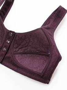 3pcs/Pack Front Closure Soft  Middle-Aged & Elderly Plus Size Non-Wired Breathable Bras For Women