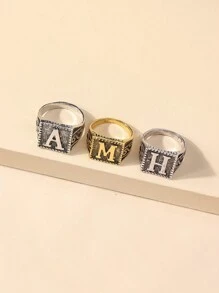 1 Máy Tính Hợp Kim Kim Loại Chữ Cái Tiếng Anh A M H Nhẫn Unisex Có Thể Điều Chỉnh Vintage & Hợp Thời Trang Phong Cách Hiphop Nhẫn - Màu Bạc Cổ - Xem 1