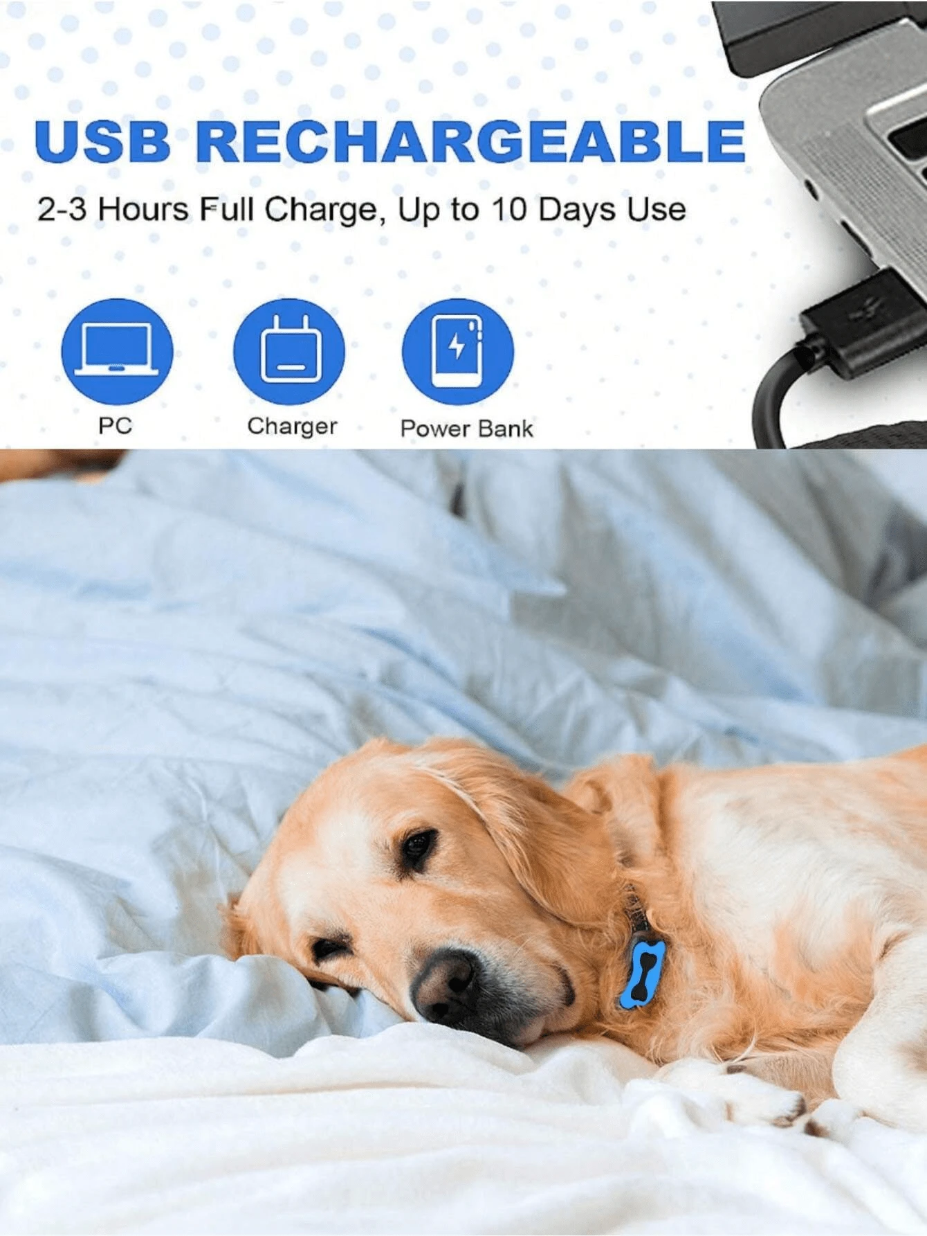 Electronic Dog Collar Rechargeable Anti Barking Collar For Dogs