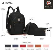 DIOSA LUNA Mochilcas para Mujeres, Conjunto de Mochila para Damas, Mochila de Tres Piezas, Mochila de Moda, Mochila Casual para niñas, Bolso de Hombro, Bolso de Viaje Casual para Mujeres, Conjunto de Bolsas para Estudiantes con Estuche para lápices - Negro - Ver 4
