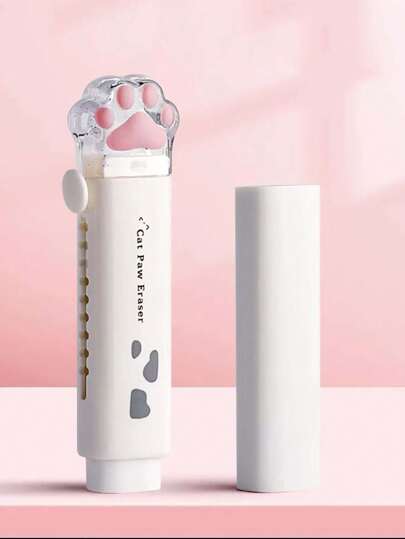 Borracha retrátil em formato de pata de gato, com borrachas de reposição e tesouras, de volta às aulas