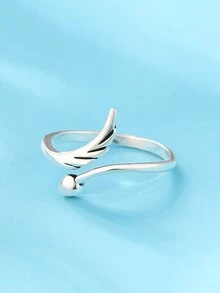 BALMORA 1pc Fashionable Versatile S925 Sterling Silver Angel Wing Adjustable Open Ring, Suitable For Women's Daily Commute Wear - Silver - View 5