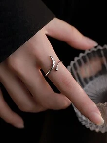 BALMORA 1pc Fashionable Versatile S925 Sterling Silver Angel Wing Adjustable Open Ring, Suitable For Women's Daily Commute Wear - Silver - View 4