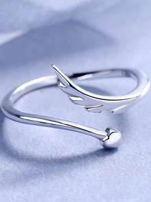 BALMORA 1pc Fashionable Versatile S925 Sterling Silver Angel Wing Adjustable Open Ring, Suitable For Women's Daily Commute Wear - Silver - View 6