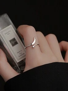 BALMORA 1pc Fashionable Versatile S925 Sterling Silver Angel Wing Adjustable Open Ring, Suitable For Women's Daily Commute Wear - Silver - View 3