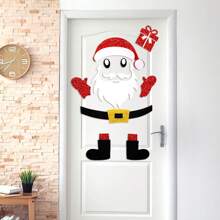 Set di decorazioni natalizie in stile di lusso - Adesivi per porta in plastica e feltro con motivi di pupazzo di neve, albero e cervo e adesivi per finestre, decorazioni per la casa per le vacanze senza elettricità