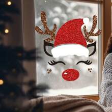 Set di decorazioni natalizie in stile di lusso - Adesivi per porta in plastica e feltro con motivi di pupazzo di neve, albero e cervo e adesivi per finestre, decorazioni per la casa per le vacanze senza elettricità