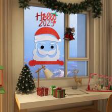 Set di decorazioni natalizie in stile di lusso - Adesivi per porta in plastica e feltro con motivi di pupazzo di neve, albero e cervo e adesivi per finestre, decorazioni per la casa per le vacanze senza elettricità