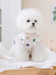 1 件可爱小花卉印花宠物狗和猫连衣裙