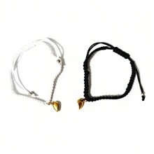 2 Stück pro Set personalisierte Initialen Paar Armbänder in einstellbarer Größe, schwarz und weiß, personalisierte ID-Namen, Geschenke für Paar, Valentinstag Geschenke, aus goldfarbenem oder silberfarbenem rostfreiem Stahl, Herz-förmige Magneten