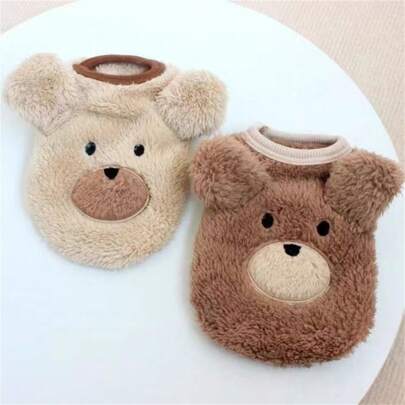 Cute Bear Ear Decor Plush Vest, Autumn/Winter