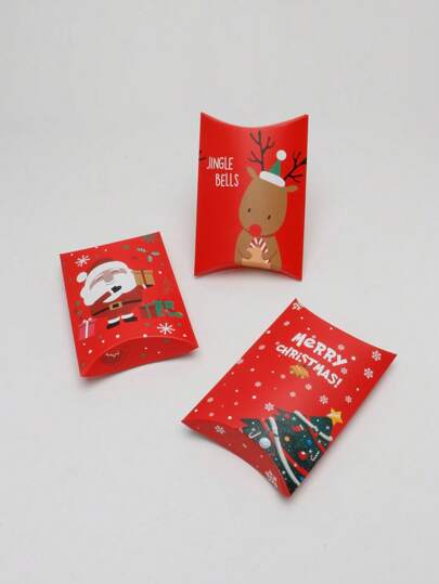 5 件/10 件圣诞枕头形糖果盒，礼品包装盒，饼干糖果盒，纪念品盒圣诞节圣诞装饰圣诞装饰品圣诞袋圣诞礼物