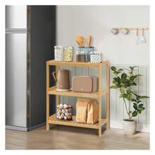 3 Tier Bamboo Shelf Storage Organizer Rack Toilet Utility Shelves Standing Shelf Units For Bathroom, Living Room, Kitchen - 彩色 - 查看 7