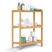 3 Tier Bamboo Shelf Storage Organizer Rack Toilet Utility Shelves Standing Shelf Units For Bathroom, Living Room, Kitchen - 彩色 - 查看 4