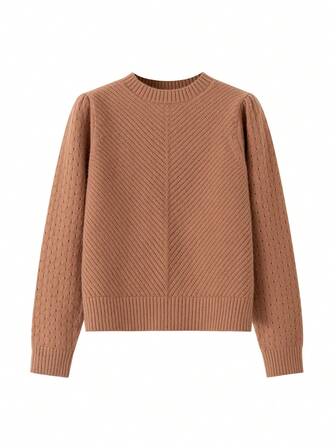 Women's Autumn/Winter Crew Neck Long Sleeve Soft Knitted Sweater Top