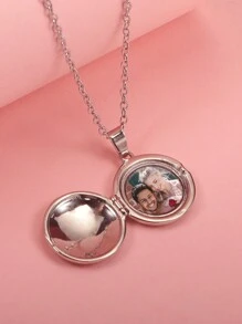 Customized Personalized Color Photo + Name Engraved Necklace Father's Day Gift Mother's Day Gift Valentine's Day Gift Birthday Anniversary Gift For Friends And Classmates Graduation Christmas Family High-End Gift