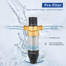 FXLTSBL Rinseable Fine Filter, Pre-Filter, Tap Water Filter Water, Pre-Filter Sediment Filter, Spin Down Sediment Water Filter, For Well Water Hose Sediment Filter - Without Pressure Gauge - View 2