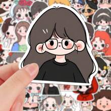 1包可爱女孩卡通游戏贴纸，DIY包包贴纸，可重复使用，适用于学习用品、返校季剪贴簿、趣味贴纸、笔记本电脑贴纸、Kindle手机贴纸 - 彩色 - 查看 8