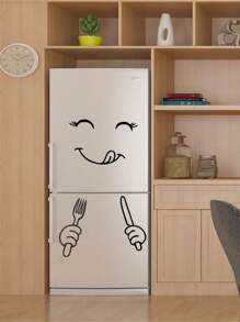 Cartoon Graphic Refrigerator Sticker, Black PVC Window Cabinet Kitchen Refrigerator Decorative Sticker, For Home - Black - View 4