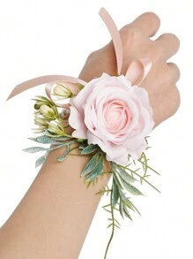 Bộ 2 hoa cài áo và hoa cài ve áo hình hoa hồng, vòng tay hoa cài áo giả ngọc trai cho dạ hội, vòng tay hoa cài áo dự tiệc, hoa cài ve áo cho nam, phụ kiện hoa cưới, trang trí vest dạ hội, hoa hồng, bạch đàn, hoa cẩm chướng, phụ kiện ngày Valentine. - Nhiều màu - Xem 5