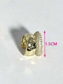 HOTNICE 2 件简约时尚 C 形夹式耳环 - 金 銀色 - 查看 3