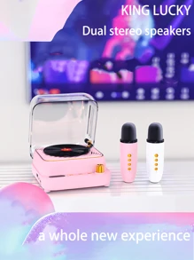 Kinglucky H6無線揚聲器，迷你卡拉OK立體聲揚聲器，便攜式戶外卡拉OK音響系統，適用於男孩和女孩的精美生日禮物，藍牙/TF/AUX - 彩色 - 查看 3