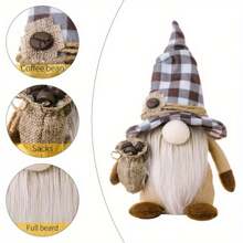 Christmas Decoration 2pcs Home Decor Coffee Gnome With Coffee Beans Rudolph Figurine - Multicolor - View 5