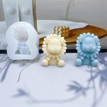 1个可爱卡通狮子硅胶蜡烛模具，DIY手工香氛石膏装饰模具，青蛙、大象、长颈鹿、猫头鹰，硅胶翻糖聚合物粘土蜡烛肥皂DIY模具 - 卡通獅子 - 查看 4