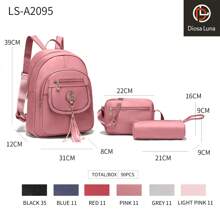 DIOSA LUNA Conjunto de mochilas de 3 Piezas de gran capacidad, conjunto de bolsas para estudiantes con estuche de lápices - Rosa coral - Ver 2