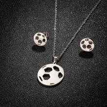 1PC Stainless Steel Jewelry Group Women Minimalist Music Stars Plum, Sports Football Fitness Necklace Earrings - Silver - View 7