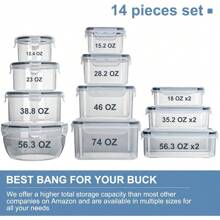 Large Food Storage Containers Set - Leakproof, Plastic With Lids Airtight For Kitchen Storage And Organization Reusable With Labels Pen- Microwave Dishwasher Freezer Safe - 30 Pack - View 9